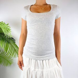 Women's Vintage Y2K Gray Indie Minimalist Casual Short Sleeve T-Shirt / XS